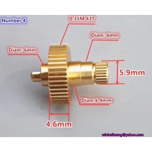 Brand new 0.35M 43T gear 0.35modulus copper gear outside diameter 15.8mm