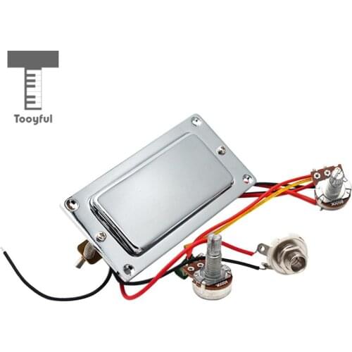 Tooyful Chrome Pre-wired Guitar Double Coil Pickup Harness with Volume Tone Pots for Electric Guitar Replacement Parts