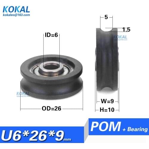 [U0626-9]Free Shipping U groove NONSTANDARD ball bearing NYLON coated window door roller wheel U0629 6*29*9 U type wheel