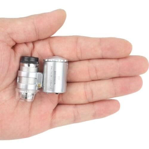 Study High-fold magnifying glass 60x HD jewelry identification led note check with lamp portable mini microscope wholesale