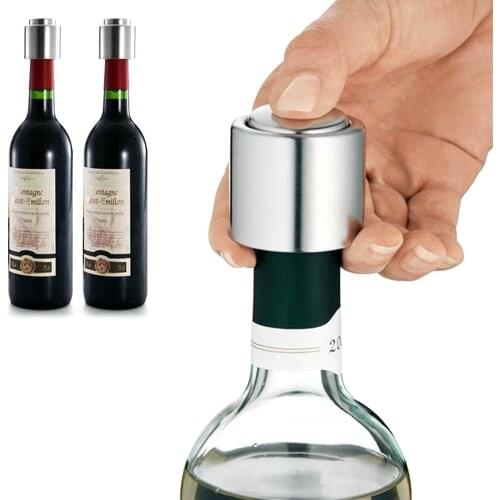 Stainless Steel Wine Bottle Stopper Preserver Pump Vacuum Sealed Bar Tools Keep Red Wine Fresh Bottle Cap Kitchen Accessories