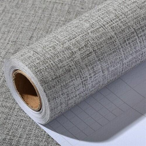 Vinyl Linen Textured Self Adhesive Wallpaper Furniture Renovation Waterproof For Living Room Bedroom Home Decora Modern