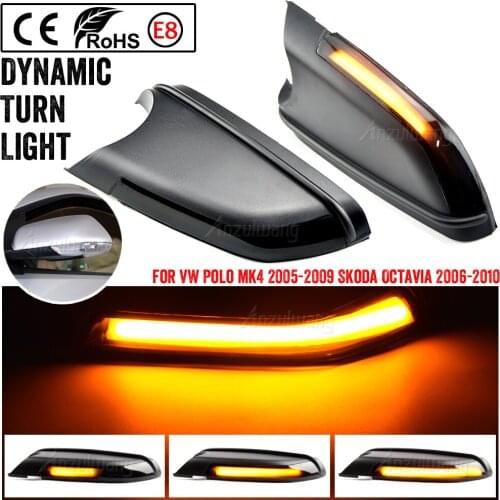 For VW Volkswagen Polo mk4 9N3 FL Vento Skoda Octavia Led Side Wing Mirrors Dynamic Turn Signal Light Indicator Repeater Lamp