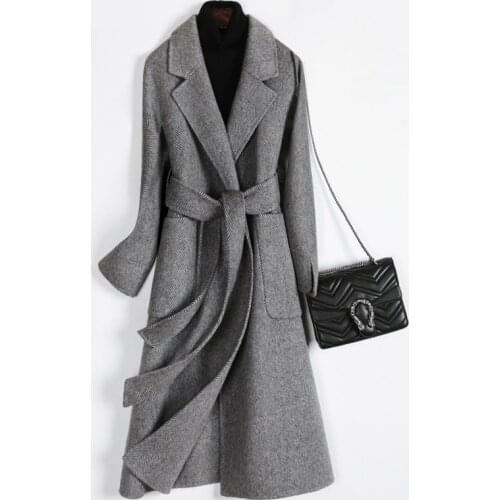Female Vintage Jacket Woman Spring 2020 Real Wool Coat Female Double-side Woolen Coats Korean Long Coat Abrigo Mujer MY2515