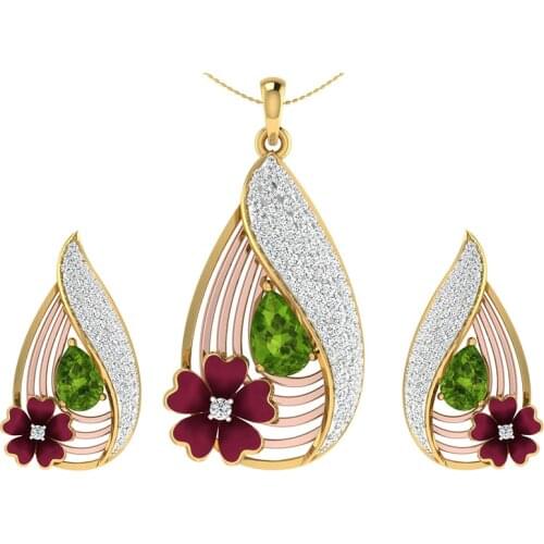 Classic Luxury Jewelry Set Womens Crimson Floral Zircon Necklace Earring Set Womens Party Charm Accessories