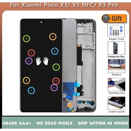For Xiaomi POCO X3 Display LCD Touch Screen Digitizer For POCO X3 NFC LCD Replacement Parts M2007J20CG Display