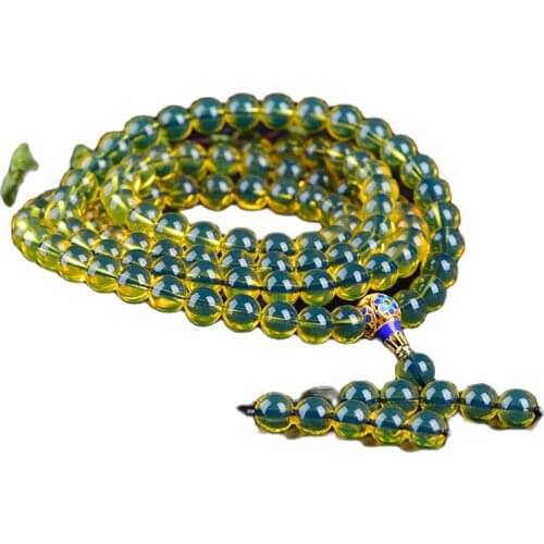 Gold pearl 108 beads bracelet honey wax stone round beads necklace many men and women gifts for the elderly lady gifts