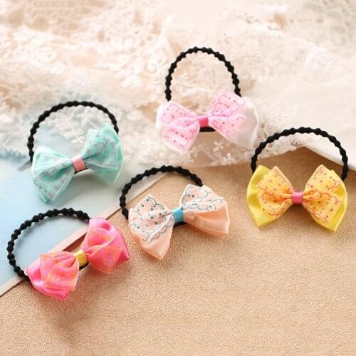 10 pcs small hair Bow baby girls kids elastic hair rubber bands ring accessories for children tie hair rope scrunchies headwear