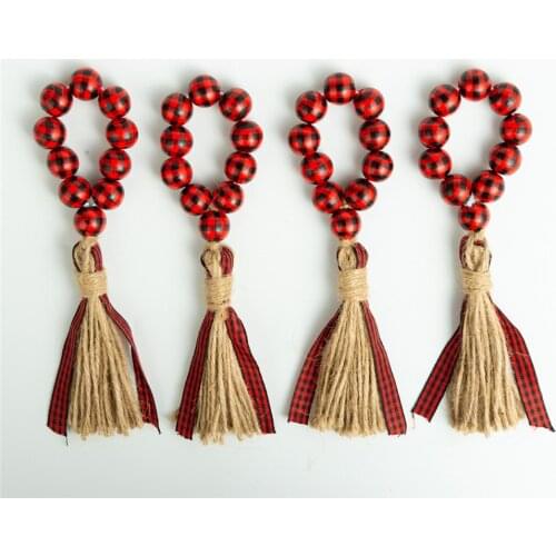 10 / PCS colored Wood Bead Tassel napkin ring napkin buckle European and American Pastoral home decoration 2021.7 new products