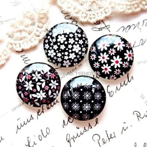 20mm 25mm 30mm ) 24pcs mixed Handmade Round Glass Beads-Image Glass Cabochon-(Flowers)-(HPGC-MIXSS-B6)