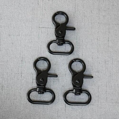 20 Pcs/Pack 25mm Black Webbing Metal Carabiners Clasp Eyelets Clip Loop Snap Hook For Cord Dog Pet Leash Harness Bag