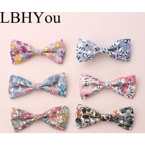 6pcs/lot Toddler Girls Hair Clips Summer Spring Newbaby Cute Flowers Prints Cotton Bowknot Baby Hairpins Hair Accessories