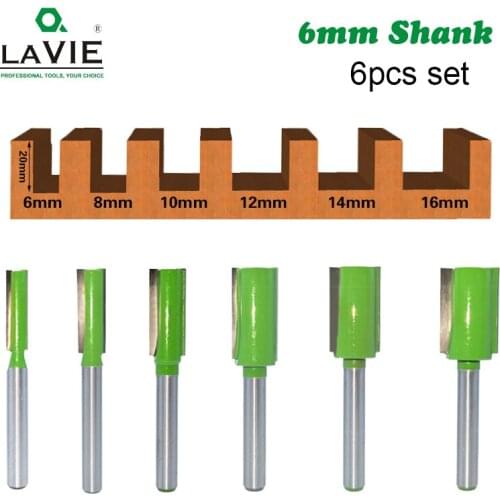 6pcs 6mm Shank Single Double Flute Straight Bit Milling Cutter for Wood Tungsten Carbide Router Bit Woodwork Tool