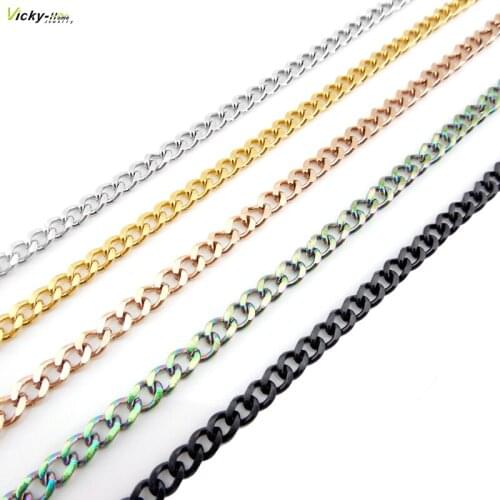 Free shipping steel 3mm plain cubin chain stainless steel with lobster clasp plain cubin chain drop shipping