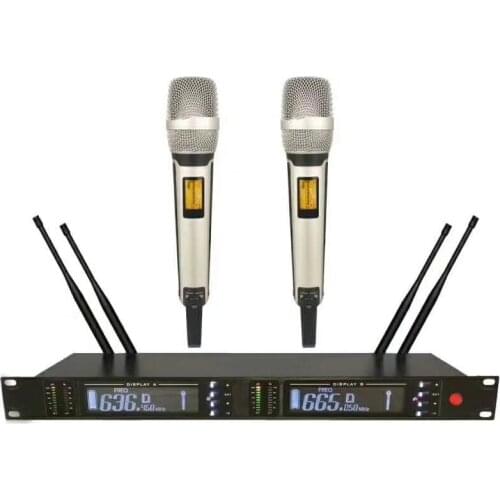 Bolymic 4 Antenna for Stage!! Professional SKM9000 UHF Wireless Microphone Karaoke System with Golden Color Dual Handheld Transm