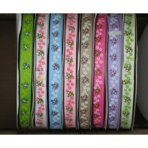 5/8" 15mm 100% polyester little bees floral Grosgrain Ribbon flower gift ribbon hair ribbon bows Garments Accessory