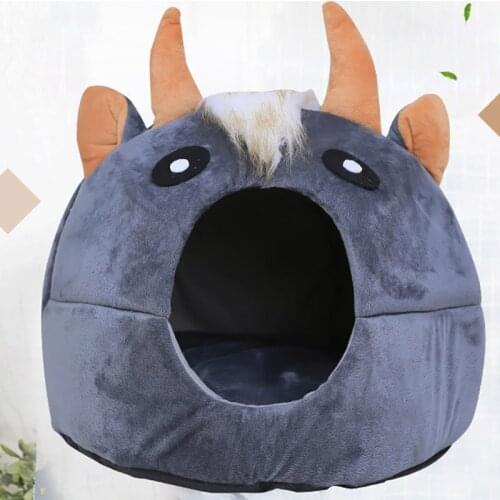 Cat House Cattle Shape Pet Bed For Dog Cave Nest with Mat Removable Pet Sleeping Bag Soft Puppy Kennel Pets Accessories