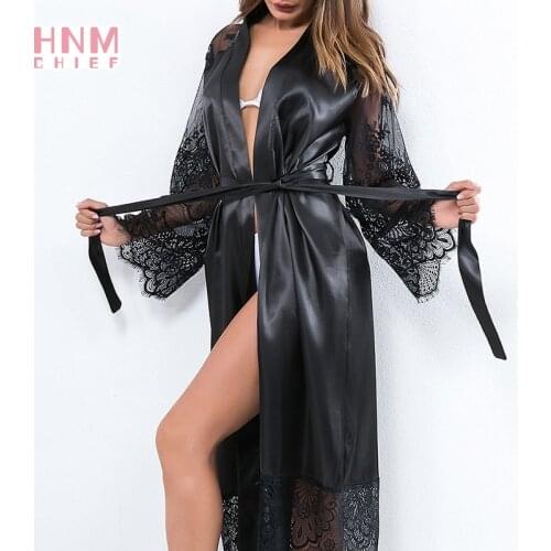 Bridesmaid Robes Black Silk Satin Wedding Bride Bridesmaid Robe Splicing Lace Bridesmaid Robes Sexy Solid Color Tempting