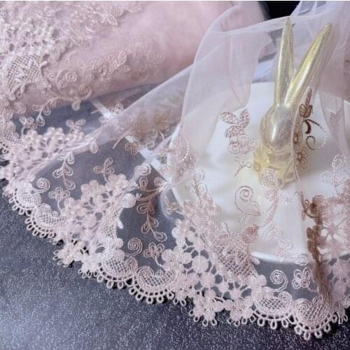 1 Meter Ivory Red Exquisite Flower Lace Fabric Embroidery Lace Trim for Sewing Craft Materials Dress Clothing Accessories 18cm
