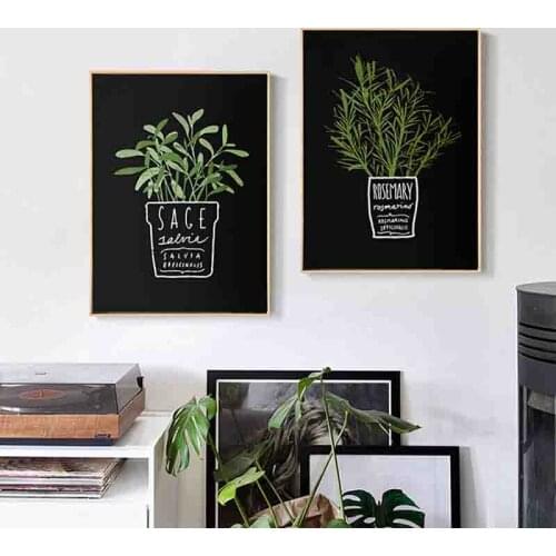 Canvas Paintings Pictures Decor Kitchen Office Wall Potted Plant And Letters Painting Art Printed Nordic Style Fashion Posters