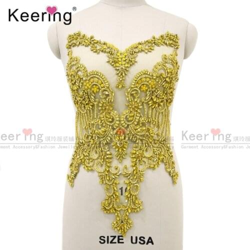 Keering 3D Sexy Gold full body crystal applique for Party dress WDP-295