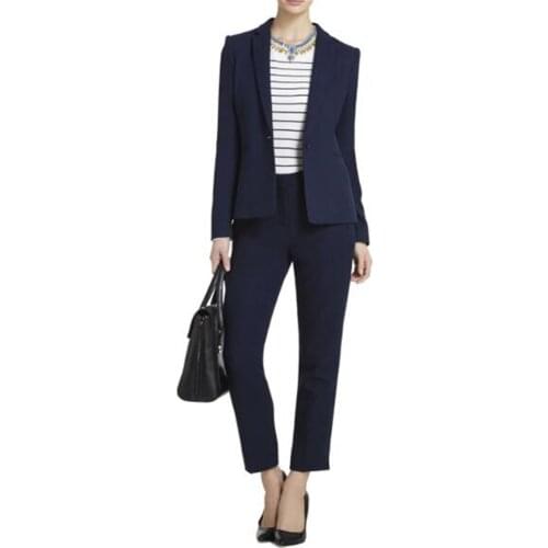 Jacket+Pants Women Business Suit Navy Female Office Uniform Ladies Formal Trouser Suit Single Breasted Womens Tuxedo Custom Made