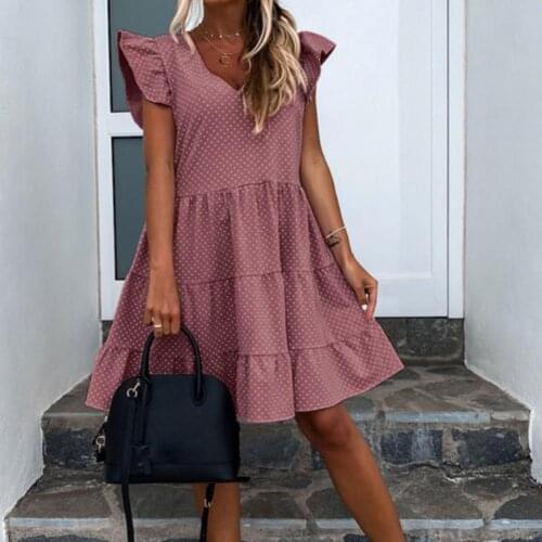 Summer Dress Polka Dot Ruffles Sexy Puff Sleeve Loose Skirt for School vintage floral printed long maxi dress vestido de mujer