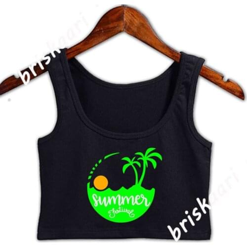 Summer Festival Crop Top Women Fit Fashion Top Summer Style Cool Letter Personalized O Neck Vest