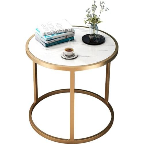 Creative Living Room Small Tea Table Sofa Corner Iron Frame Coffee Table Sofa Side Table With One Shelf MJ1103