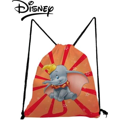 Disney Cute Dumbo Backpack Portable Storage Bag Cartoon Elephant Drawstring Bag Orange Child Small School Bag Eco Shoe Pocket