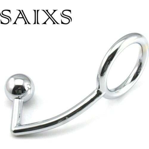 Male Chastity Cock Lock Anal Plugs /Cock Lock intruder with ball /Male metal Anal hook ring butt plug Alternative sex toys