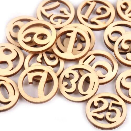 50pcs 25mm Number "1-30" Random Mix Round Wood Slices Embellishment For Decoration Scrapbooking Craft Handmade Accessories M1780