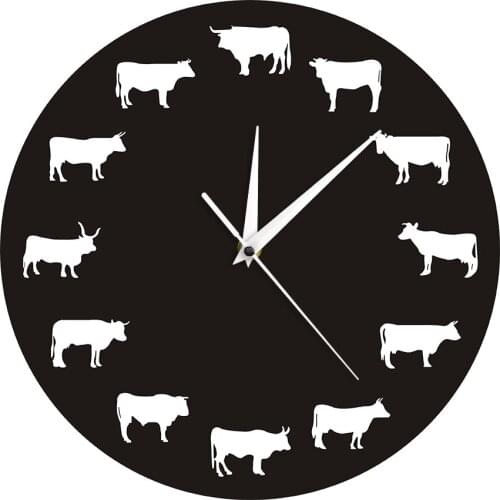 Farmhouse Farm Animals The Bison Bedroom Wall Decor Highland Cow Wall Clock Bull Buffalo Decorative Hanging Wall Clock Watch