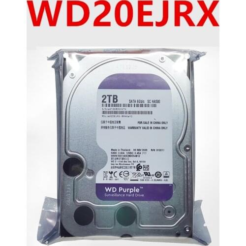 New HDD For WD Brand Purple 2TB 3.5" SATA 6 Gb/s 64MB 5400RPM For Internal HDD For Surveillance Hard Drive For WD20EJRX WD20PURX