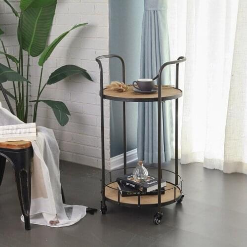 Simple Wrought Iron Cart American Small Coffee Table Living Room Bar Multi-function Restaurant Kitchen Storage Rack