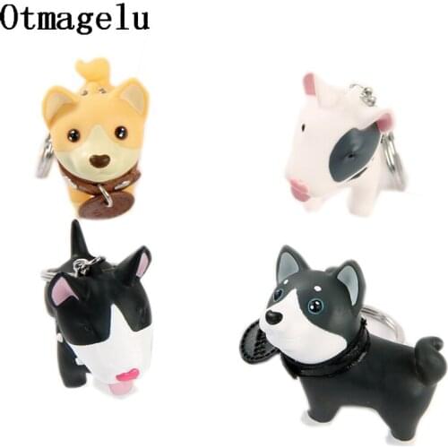 Cute Dog Keychain Figurines Miniatures Popular Versatile Rubber Keyring Home Ornaments For Women Girl Gifts Decorate Bag Decor