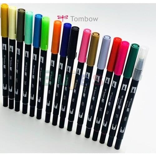 TOMBOW ABT Dual Brush Pen Watercolor Art Marker 108 Colors Set, Calligraphy Brush Pen, Pastel Bright Galaxy Grey Portrait