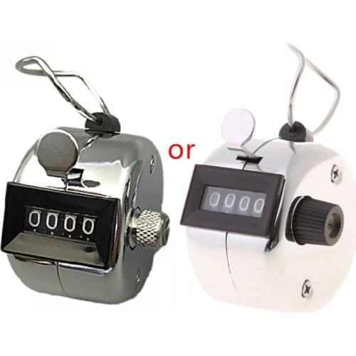 Hand Tally Counter Stainless Steel 4 Digit Number Manual Mechanical Clicker Recorder with Finger Ring for Piecework Restaurant G