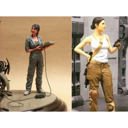 Assembly Unpainted Scale 1/20 85mm fantasy modern woman 85mm officer figure Historical Resin Model Miniature Kit
