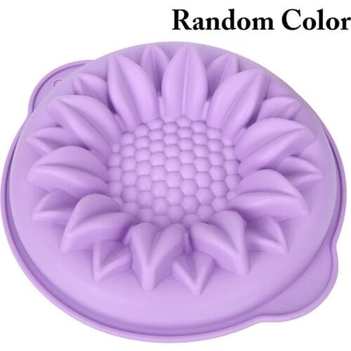 1pc Sunflower Silicone Cake Mold Non-Stick Bread Mold DIY Baking Tray With Handle DIY Baking Tools Accessories Random Color