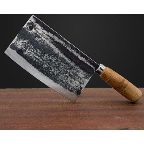 Traditional Kitchen Cleaver Handmade Forged Knife Kitchen Slicing Meat Vegetable Knives Super Sharp Blade Solid Wood Handle