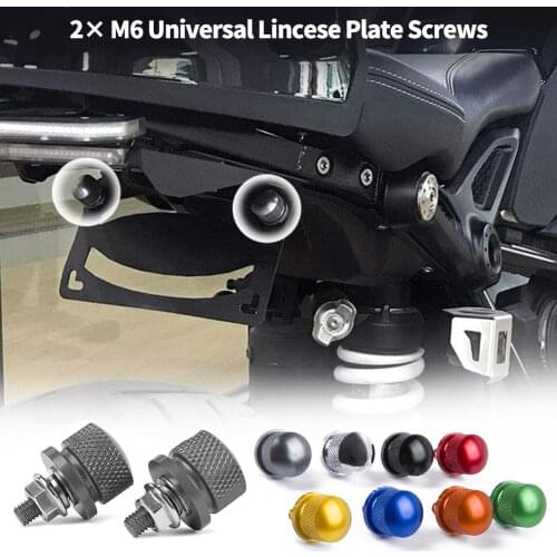 Motorcycle Aluminum Universal M6 License Plate Mount Bolt Screw Knurled Cap for Harley Honda Kawasaki Suzuki Yamaha BMW ATV