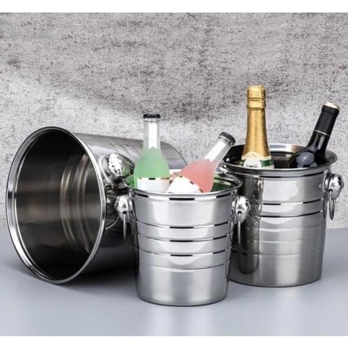 3l/5l/7l Stainless Steel Ice Bucket Thick Ice Holder Container For Bar Party Champagne Wine Barrel High Quality Silver Bar Bucke