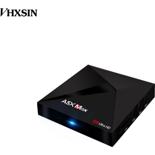 VHXSIN 2 PCS/LOT A5X MAX RK3328 Android 9.0 TV Box 4GB 32GB WiFi 100M Optional BT4.0