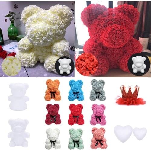 1Pcs White Foam Bear Heart Modelling Polystyrene Styrofoam For Valentines Day Gifts Baby Shower Birthday Party Wedding Decor