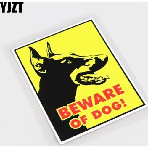 YJZT 9CM*11.6CM Fashion BEWARE OF DOG Warning Mark PVC Car Sticker Decals 13-1019