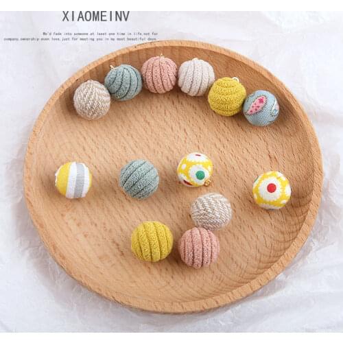 DIY Jewelry Findings 20pcs 15*17mm Round Fabric Woven Floral Balls Charms Fit Fashion Earring Necklace Bracelet Keyring Pendant