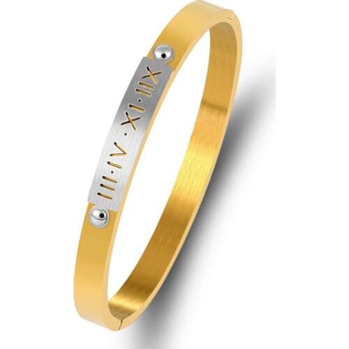 Punk Letter Rivet Design Bangles for Woman Jewellery Stainless Steel Bangle Black Gold Luxury Brand Jewelry Fashion Pulseras
