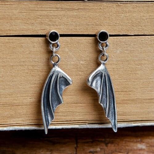 Demon Wings Dangle Earrings 925 Sterling Silver Gothic Drop Earrings For Women Fashion Punk Jewelry Valentine Gifts