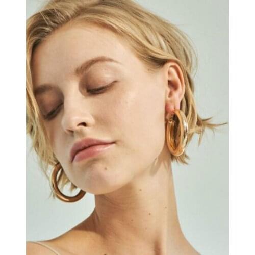 Fashion Big Gold Hoops Earrings Minimalist Thick Tube Hollow Round Circle Statement Earring for Women 2020 Jewelry Brincos Gift